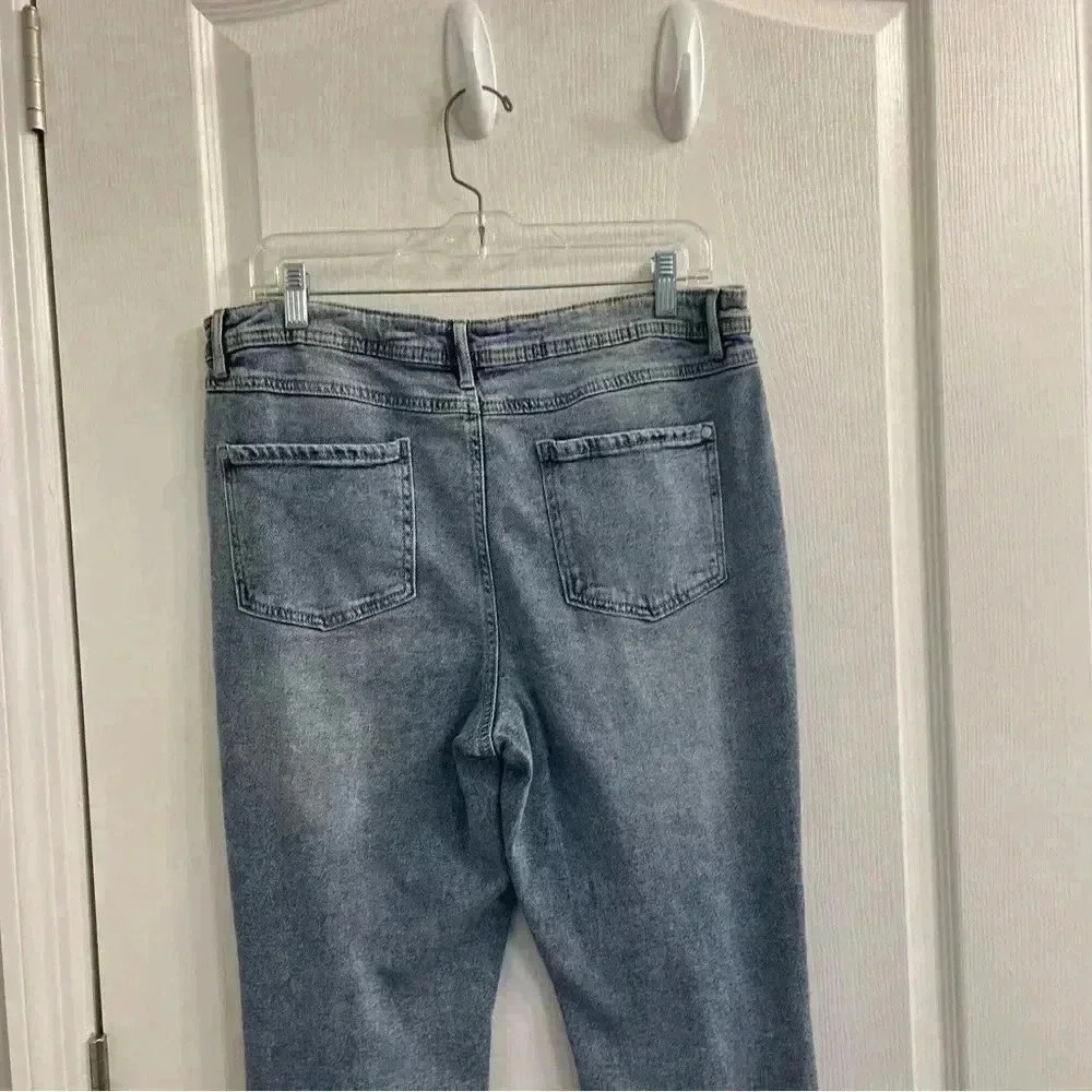 Distressed Denim Jeans with Plaid Print - Picture 13 of 13